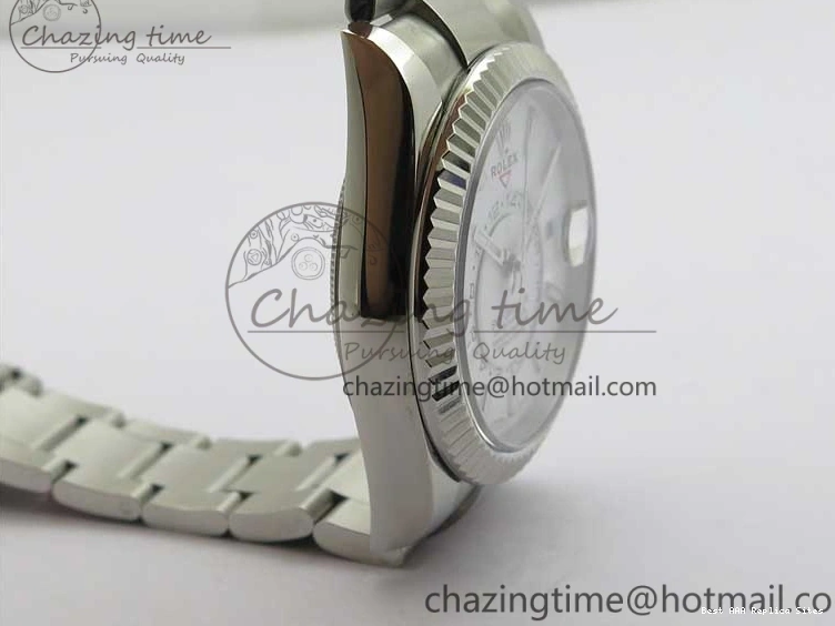 Good Copy Rolex Watches Noob Asian Sky-Dweller Best White SS 1:1 Bracelet 326934 23J Edition to TechFriendly 2880 SS Dial on 0111